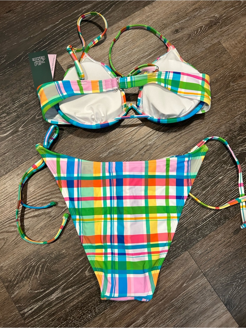 NWT wild fable Multicolor Plaid Bikini Set - M top and S bottom - Picture 2 of 6